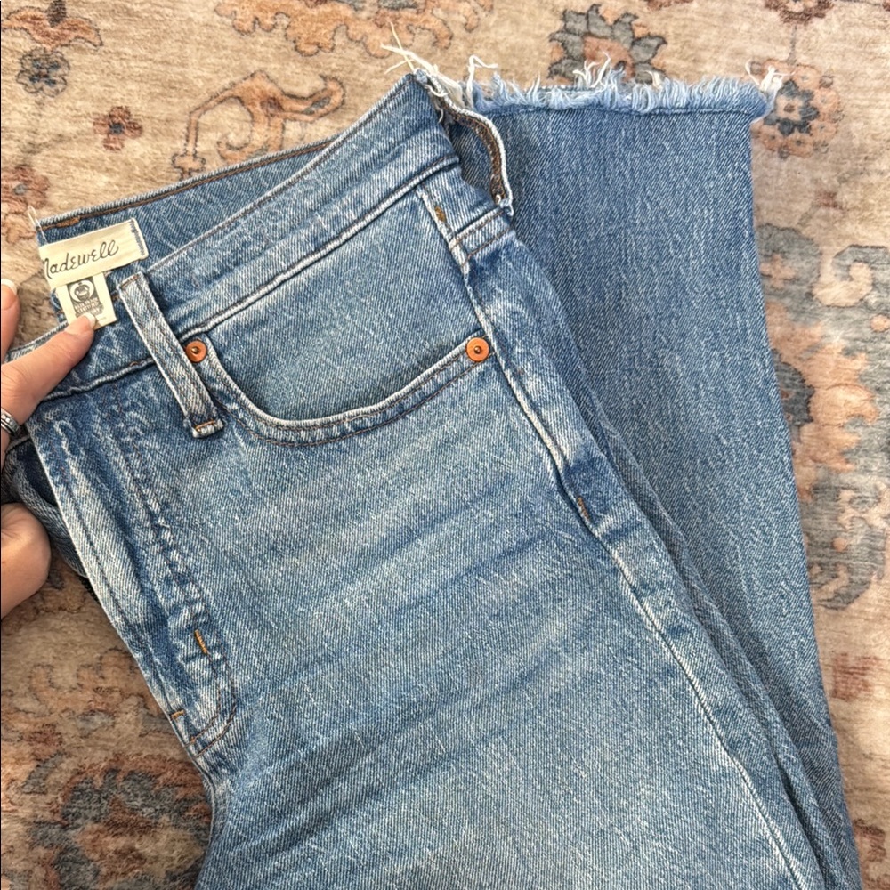 Madewell Perfect Vintage Straight Jeans Frayed Edge Size 25
